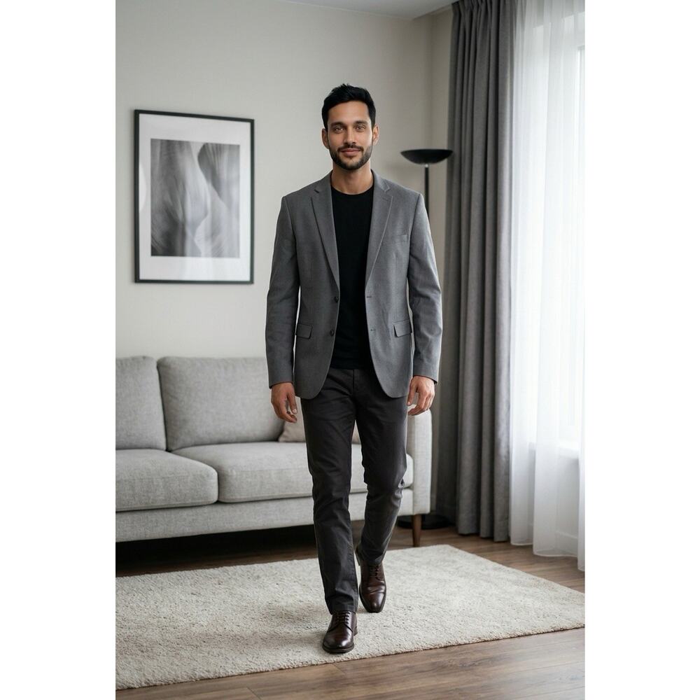 Alberto Cardinali Slim Fit Sport Blazer Great Grey Big & Tall 54L